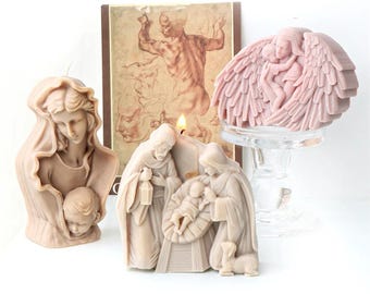 Holy Family Silicone Candle Mold, Virgin Mary Hugging Baby Jesus Sculpture, Home Ornament Making, Christian Art Resin Craft, DIY Decorations