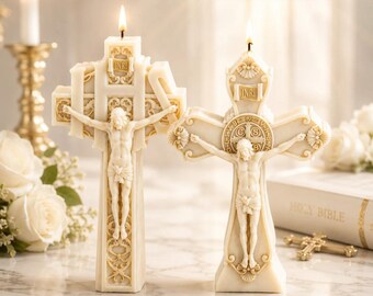 3D Jesus Cross Silicone Mold, Catholic Crucifix Candle Making, DIY Soy Wax Epoxy Resin Crafts Plaster, Religious Home Decor Handmade Gifts