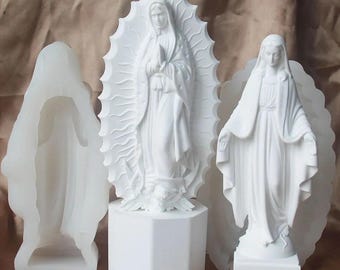 Molde de silicona para vela de la Virgen María, figura religiosa para yeso, resina, epoxi, escultura en arcilla, artesanía hecha a mano, adorno para decoración de iglesias y hogares.