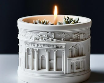 DIY Greek Architecture Relief Mold, Silicone, Succulent Flowerpot, Roman Column Candle Cup Gypsum Resin Craft, Storage Jar Making Home Decor
