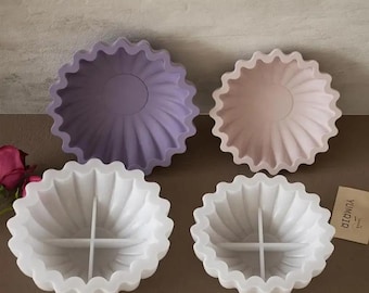 Wavy Lace Bowl Silicone Mold, DIY Candle Cups, Jesmonite Cement Gypsum Epoxy Resin Storage Making, Flower Pot Casting, Home Decor Organizers