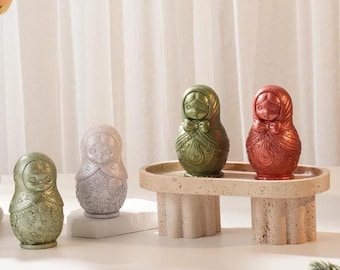 Russian Doll Silicone Mold, DIY Matryoshka Candle, Gypsum Aromatherapy, Resin Concrete Folk Art Crafts Gifts, Home Table Cultural Decoration