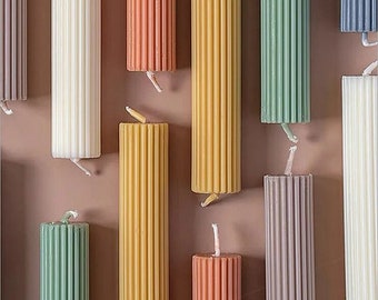 Long Pole Stripe Cylindrical Candle Mold, Transparent Acrylic Plastic Candles Mould DIY Handmade Aromatherapy Candle Candlestick Making Tool