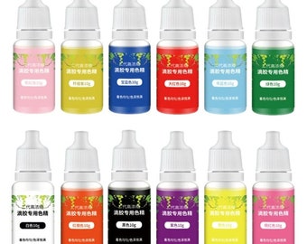 Kit di pigmenti in resina da 12 colori, pigmenti coloranti per sapone fai da te, creazione di bombe da bagno, set di pigmenti in resina epossidica liquida per artigianato e creazione artistica