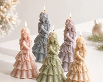 Praying Angel Girl Candle Mold, Silicone, 3D Dress Character Statue, DIY Aromatherapy, Resin Figurine Craft,  Religious Decor, Home Ornament