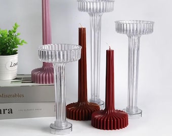 Clear Acrylic Candle Mold, Vase, Column Shape, Various Style, Non-stick Pattern DIY Handmade Scented Candle Gift, Party Decoration Ornaments