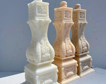 Moldes vintage para velas cilíndricas romanas, de silicona y resina, para crear aromas decorativos geométricos, esculturas arquitectónicas DIY para la decoración del hogar.