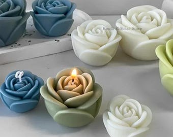 3D Rose Flower Candle Mold, Silicone, Various Sizes, Peony Handmade Soap Making, Resin Plaster Crafts, Valentine’s Day Gifts, Home Ornaments