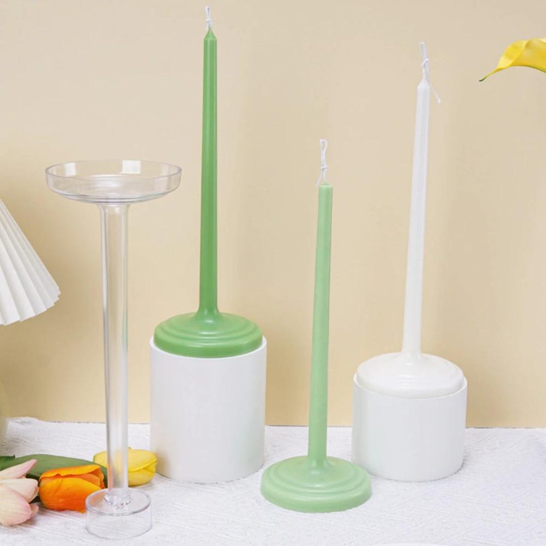 Long Pole Candlestick Mold With Round Base, Transparent Acrylic, DIY ...