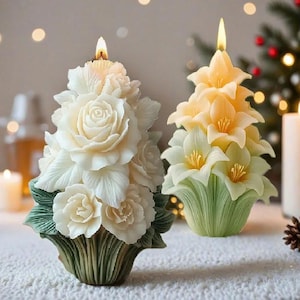 Ljusform för rosenträd, silikon, elegant vit blomdesign, aromtillverkning, hartsgips, dekorativ heminredning, gör-det-själv kreativ presenttillverkning
