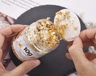 金箔フレーク - 5.5 x 8 cm 瓶 28g 樹脂、石膏、キャンドル、ネイル