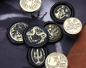 Wax Seal Stamps, Copper Head, 3D Embossed Various Patterns, Romantic Styles, Envelopes Wedding Invitations Sealing, Scrapbooking Decorations