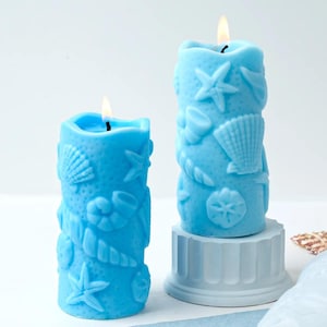 Candle Mold, Silicone, 3D Cylinder Relief, Marine Shell Design, Resin Wax Plaster, Home Decoration Crafting, DIY Gift Ocean Theme Ornaments