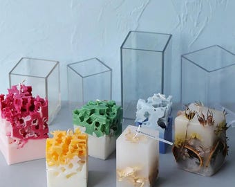 Column Candle Mold, Transparent Acrylic Plastic, Various Sizes, 3D Square Rectangle DIY Cuboid Soap Aroma Wax Resin Plaster Home Decor Craft