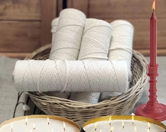Kerzendocht, 100 m Rolle, Baumwolle, umweltfreundlicher Sojawachs-Säulenbehälter Aromatherapiematerial, DIY-Hausdüfte Bastelzubehör