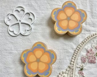 Set di stampi in silicone per sapone a forma di fiore, 7 pezzi, in silicone, a forma di fiore di prugno/quadrato/esagonale, divisorio di trazione, decorazioni per candele aromaterapiche