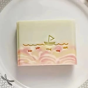 Sceau de tampon pour savon acrylique, bateau, poisson, gaufrage vague, modèle facile à utiliser, pour savon artisanal bricolage, moulage de chocolat, matériel d'impression