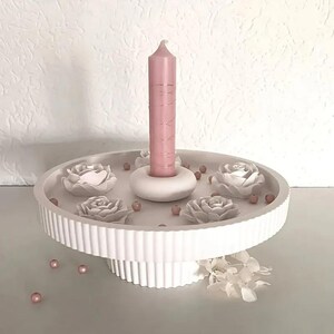 Round Striped Tray Mold Set, 2pcs, Silicone, Resin Candle Holder, Storage Box Plaster, Home Table Organizers Making, Cement Functional Decor