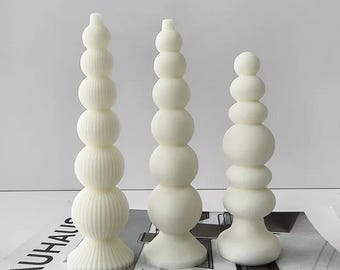 Round Ball Long Pillar Silicone Candle Mold, Various Sizes, Decorative Cylinder Aroma Making, Resin Crafts Plaster Ornament, Home Decoration