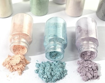 Mica Powder 9 Pearlescent Color Pigment, Safe , for DIY Epoxy Resin Craft, Handmade Makeup, Candle, Soap, Art, Painting Supply Gift