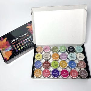 24 Farben Mica Powder Set, 6g Perlglanzpigmentfarbstoff, DIY-Seifenherstellung, Kerzenherstellung, Harzkunst, Schleim, Badebomben-Färbung