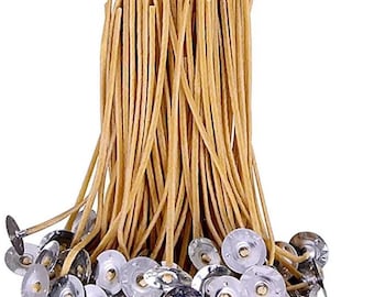 100 mechas de cera de abeja preenceradas con clips, cáñamo orgánico, combustión lenta, ideales para aromaterapia casera y manualidades con parafina y cera de abeja.