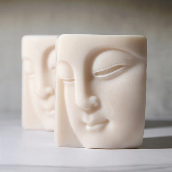 Soap Silicone Mold, Buddha Face Shape, Heat Resistant Template, for DIY Handmade Creative Soap, Scented Candle Decoration, Casting Supplies