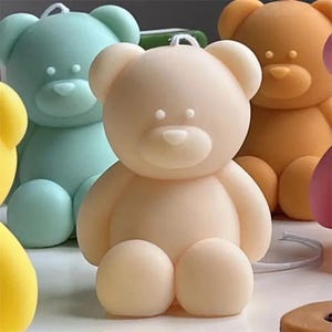 漫画クマのシリコン香り付きキャンドル型、ノンスティック、3D石膏工芸品ホームデコレーション作り、石鹸樹脂ワックスクラフト成形アクセサリー