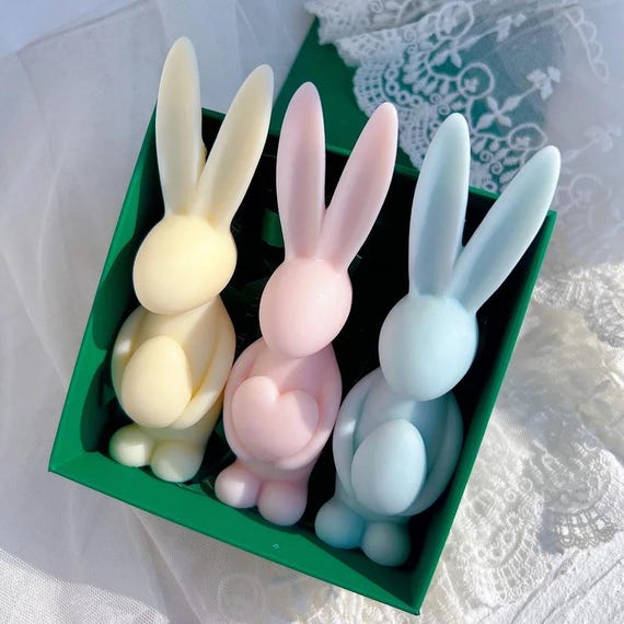 3 Stampini In Silicone Per Pasqua A Forma Di Coniglio - Stampi 3D Per Cioccolato, Candele, Sapone E Gesso Fai Da Te - 4