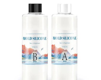 2 Bottle Liquid Silicone, Clear Blue Green Color, Flexible Material for DIY Handmade Mold Pattern Making Template, Modeling Tool Accessories