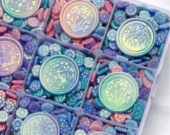 Sealing Wax Beads, 100pcs, Mixed Color Glitter Aurora, DIY Envelopes Wedding Invitation Scrapbooking Decoration, Gift Wrapping Craft Sealing