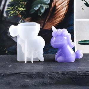 Molde de silicona de unicornio, flexible y translúcido, con forma de vela perfumada de caballo, jabón, yeso, figura de resina, decoración del hogar, recuerdos para fiestas de baby shower.
