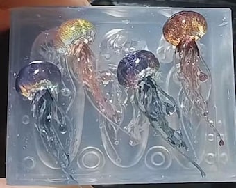 Moldes de medusas de silicona suave, joyería artística única con temática oceánica, moldeo por goteo para hacer adornos decorativos, accesorio para verter resina suave