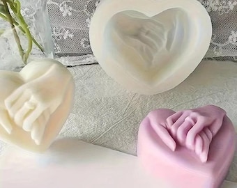 Molde de silicona con forma de corazón 3D, vela aromática romántica DIY, aromaterapia, jabón, cera, resina, yeso, manualidades, regalos para San Valentín.