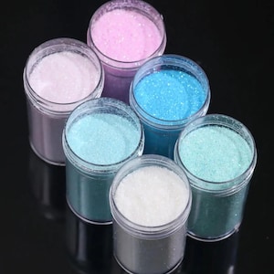6 frascos de pó de glitter fino iridescente, flocos de resina para artesanato de 10 g, várias cores, conjunto de lantejoulas epóxi, decoração para artesanato, material para scrapbooking