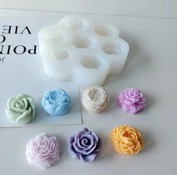 Set 7 Stampi Silicone A Forma Di Fiore | Per Candele, Resina, Sapone, Cioccolato - Fai Da Te Creativo - Foto 5
