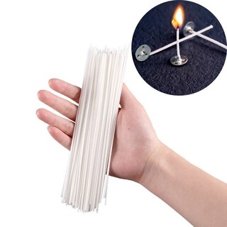 100 Stoppini Per Candele In Cotone Pre-Cerati 20cm Con Base E Portastoppino - Kit Fai Da Te Per Candele, Senza Piombo
