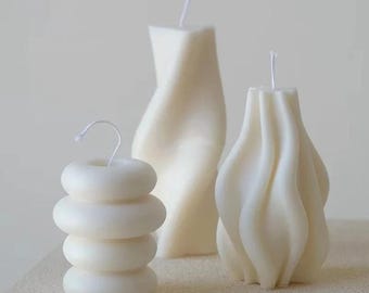 Wellenförmige gestreifte Säulenkerzenformen, Silikon, mehrere Stile, DIY-geometrisches unregelmäßiges rotierendes Säulenaroma, das Zubehör, Harz-Gips bildet