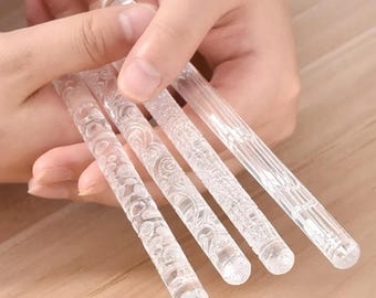 Texturkavel, transparent akryl, präglingspinne med blommönster för lera, keramik, DIY-hantverk, lerrelief, handgjorda konstverktyg