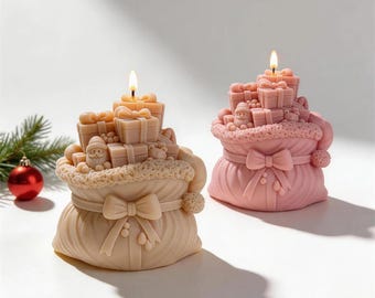 Christmas Santa Gift Boxes Mold, Silicone, DIY Holiday Decor Making, Resin Crafts Soap Concrete Plaster Casting, Ornament Table decorations