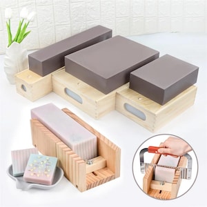 5L fyrkantig rektangulär tvålform, silikonfodral med trälåda, stor enhetlig lotionbar, badbomber, hantverkstillbehör