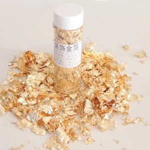 2g, kaars goud, zilverfolie bladvlokken, glanzend, voor doe-het-zelf handgemaakte decoratieve kaars, nail art decoratie, crafting art project