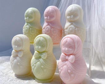 Matryoshka Russian Doll Mold, Silicone, DIY Candle, Gypsum Aromatherapy, Soap Resin Concrete Folk Art Crafts Gifts, Home Cultural Decoration