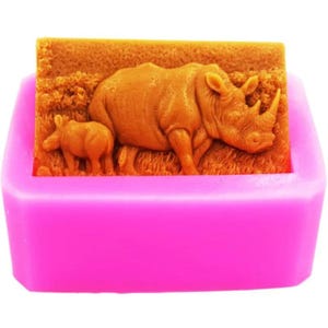 3D Rhinoceros Silicone Soap Mold, Square Animal Print Pattern, Detailed Texture Resin Craft Making, Candle Making Accessories, Home Ornament