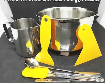 7 Pcs Soap Making Tools Set, DIY Candle Soap Making Supplies Kit Including Melting Pot, Pouring Mug, Tweezers, Tiny Scrapers, Mixing Spoon