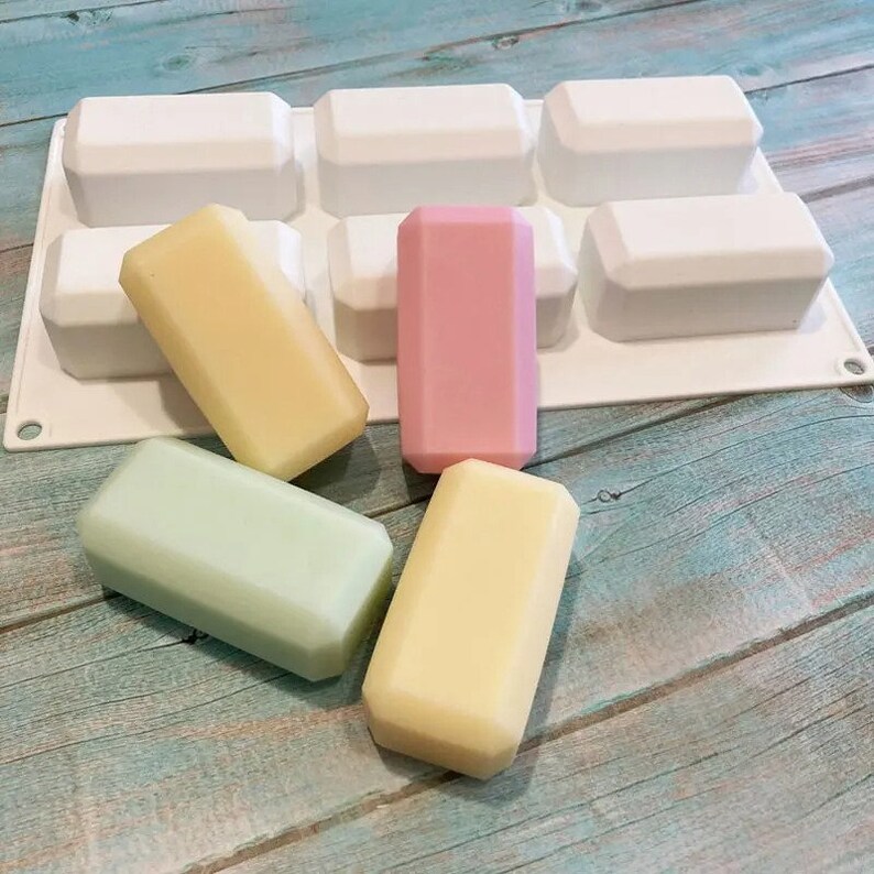 6 Cavities Rectangle Silicone Soap Mold, Silicone Molds for Handmade
