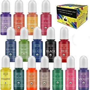Candle Dyes Pigment Set, Liquid Colorant For DIY Soap Coloring, Dye Handmade Crafts Resin Kit, Handmade Making Craft Supplies 16colorsx10ml