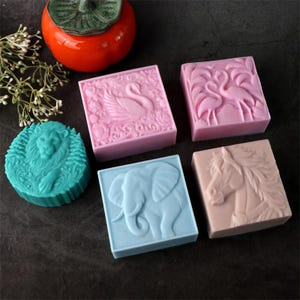 3D Animal Head Soap Making Mold, Silicone, Horse, Elephant, Flamingo, Tiger Design Pattern, Bath Bombs Crafting, DIY Aroma Gift Item Molding