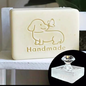 Cute Dog Pattern Pet Soap Stamp, Pet Soap Making Seal Chapters With Handle, DIY Handmade Soap Tools, Acrylic Animal Logo Soap Stamp