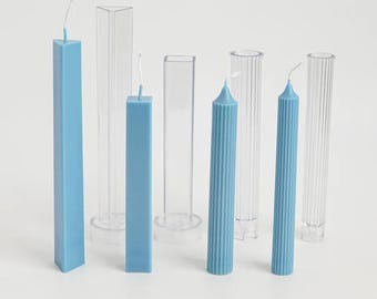 Striped Column Candle, Transparent Plastic, Triangle Rectangle Pillar Aromatherapy Tool, DIY Soy Wax Form, Candlestick Making Accessory Kits